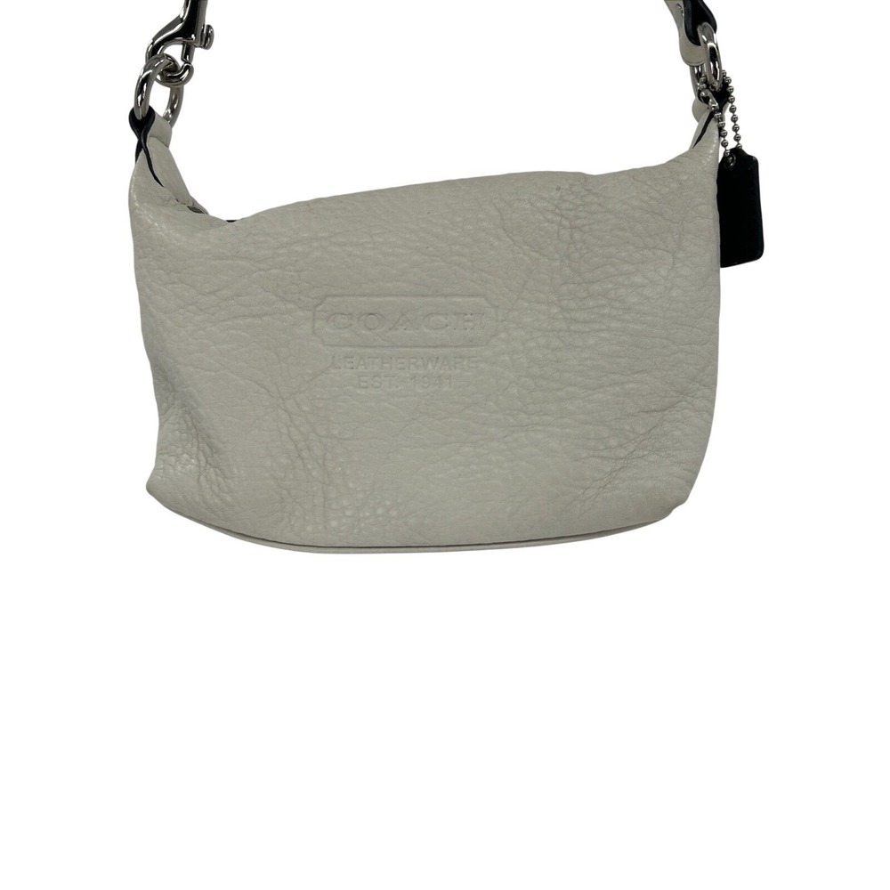 Coach Mini Pebbled Leather‎ Shoulder Bag Cream White Small Handbag